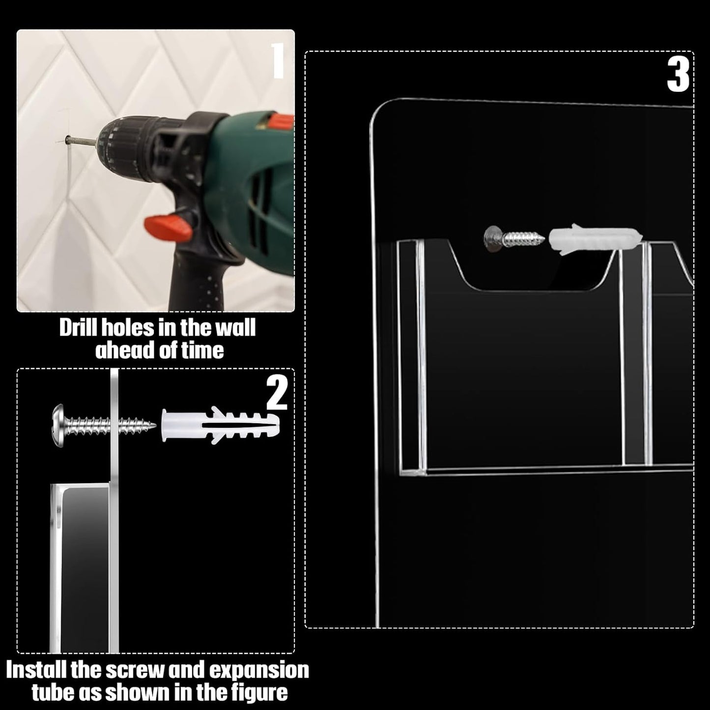 Eersida 2 Pack Acrylic Brochure Pamphlet Holder Wall Mount Clear Brochure Display Holder Plastic Trifold Flyer Rack Literature Storage Rack for Offices Waiting Room (9 x 15 Inch,4 Pockets)