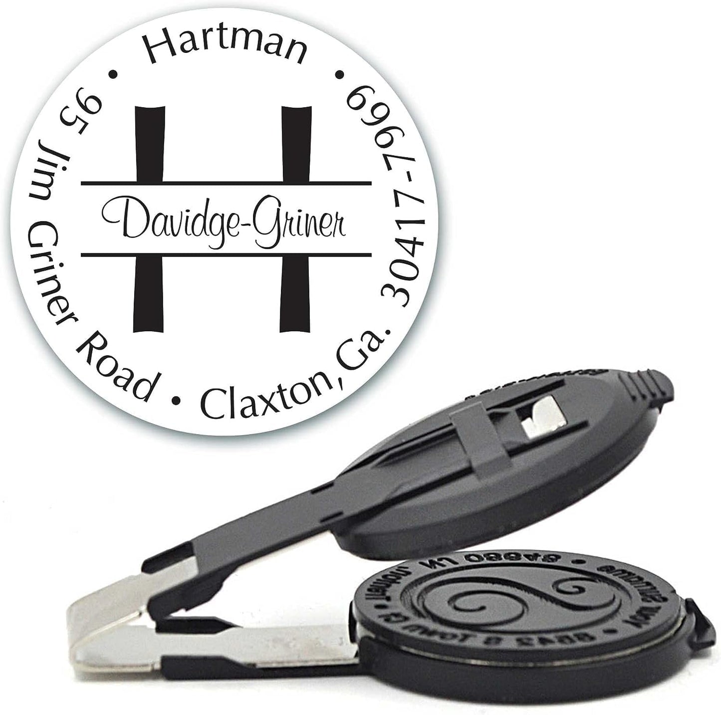 Custom Monogram Address Embosser - Personalized Round Seal - Insert Only - Style EM026