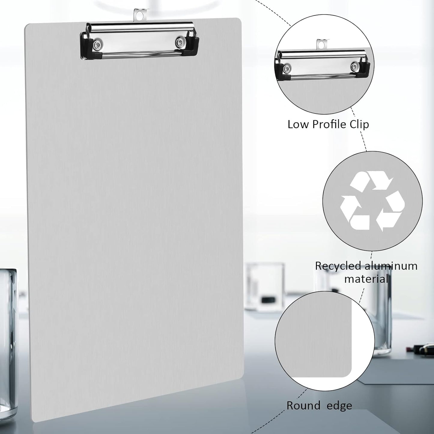 Epakh 12 Pieces Clipboard Bulks Metal Clipboard Aluminum Office Low Profile Clip Standard A4 Letter Size Metal Clip Board, Size 12.5 x 9 Inch