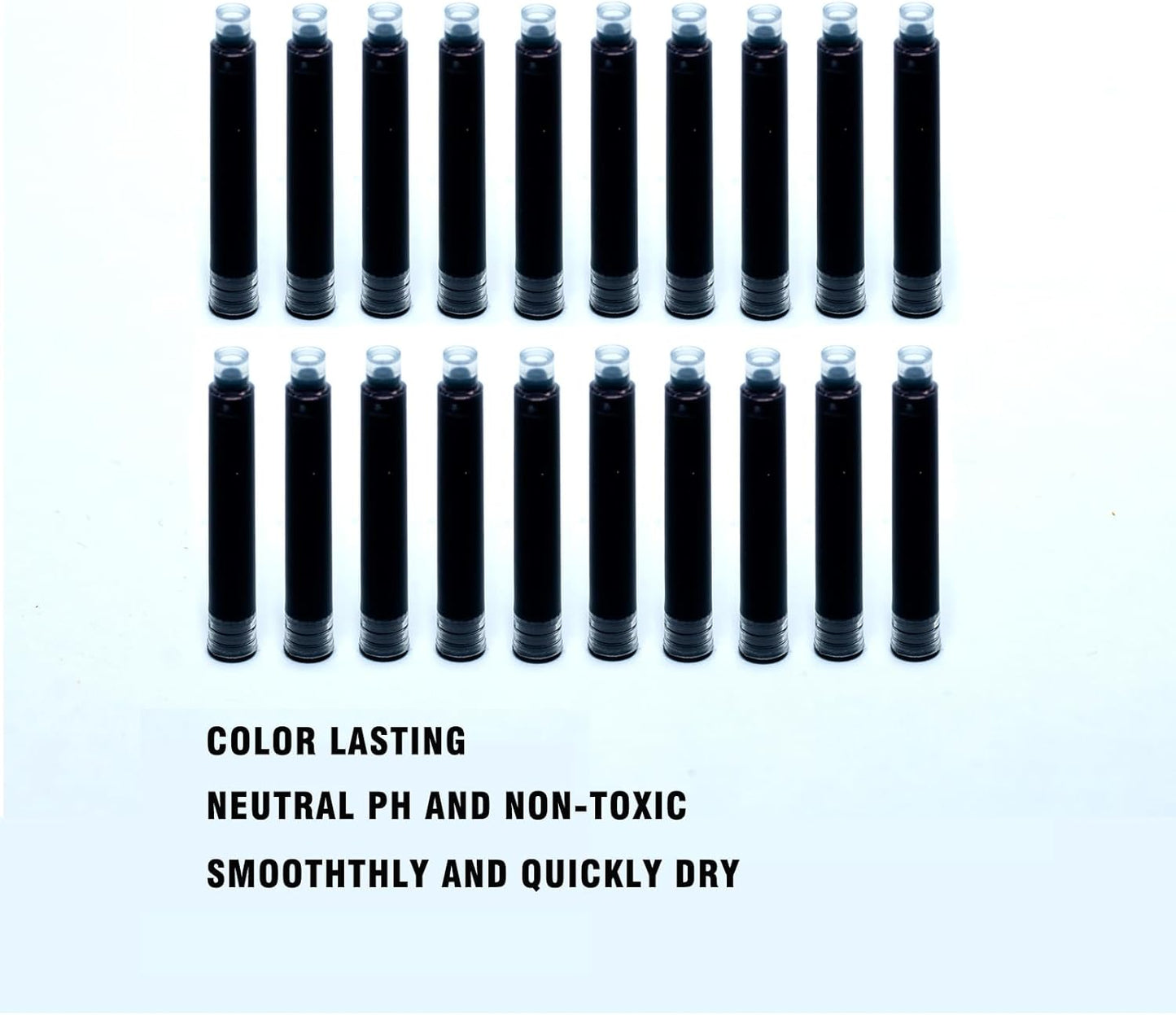 60 Count Bociyer Fountain Pen Ink Refill Cartridges | Standard International Ink Cartridge | 2.6mm bore Diameter | Black Ink