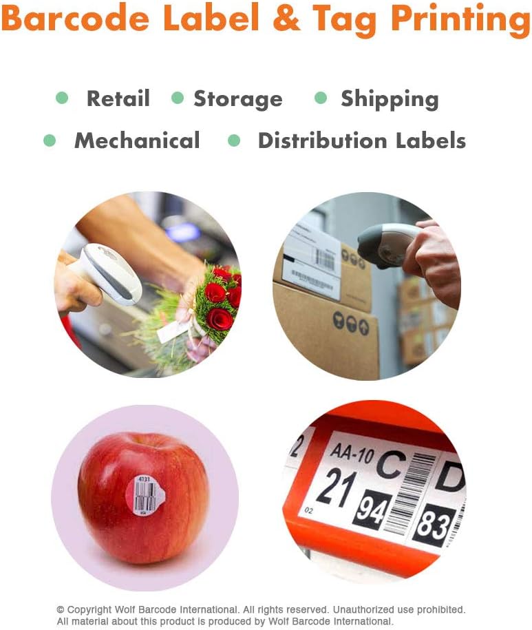 Direct Thermal Paper Label/Industrial Grade 2"X 1" White, with Perforation, 3" Core, 8" OD,5500 Labels/Roll (8 Rolls per Box), Compatible with Zebra, Godex and Datamax Printers
