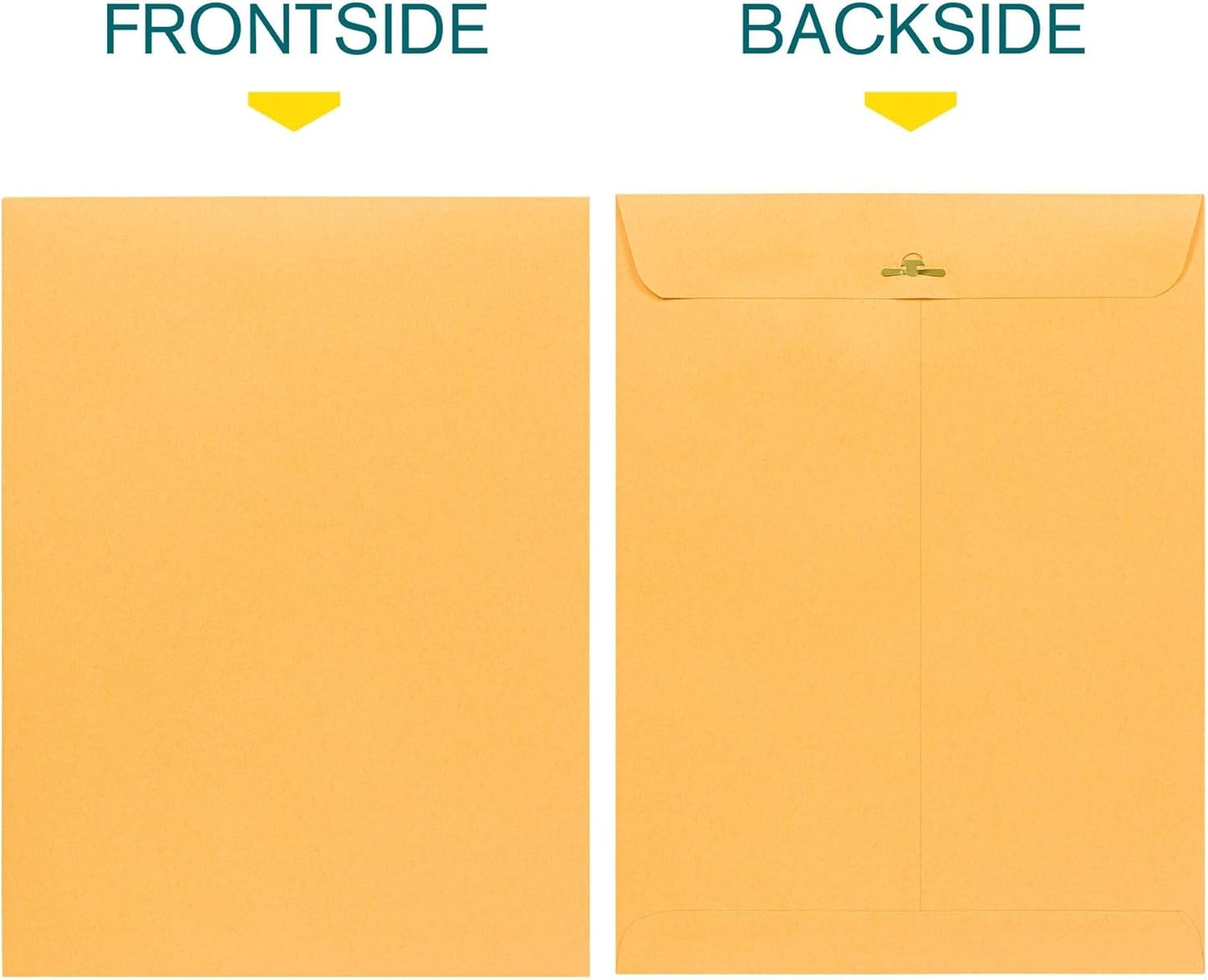 EnDoc 9 1/2 x 12 1/2 Clasp Envelopes - 100 Pack - Brown Kraft Catalog Envelopes Gummed Seal Closure – 28lb Heavyweight Paper 9.5x12.5 inch Envelopes for Home, Office, Business, Legal or School.