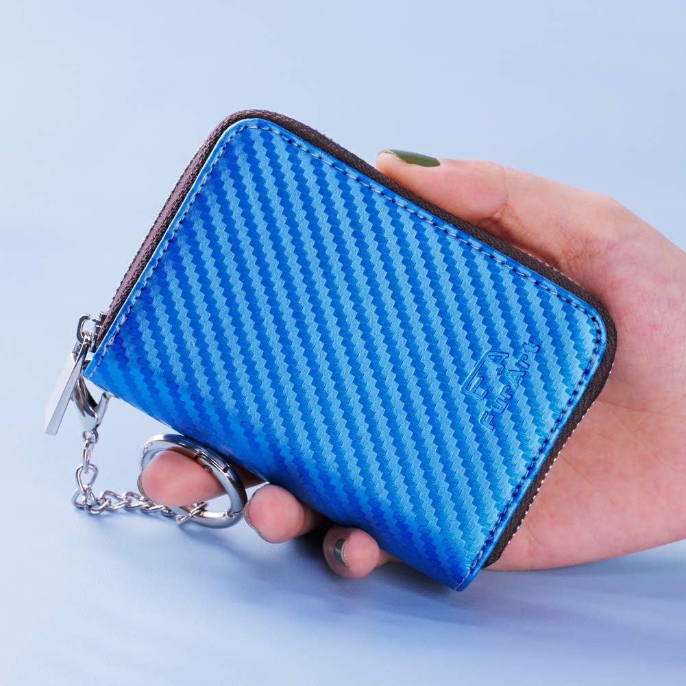 FurArt Zipper Wallet Women, RFID Blocking Credit Card Wallet, Business Card Holder, Compact Size KeyChain Wallet