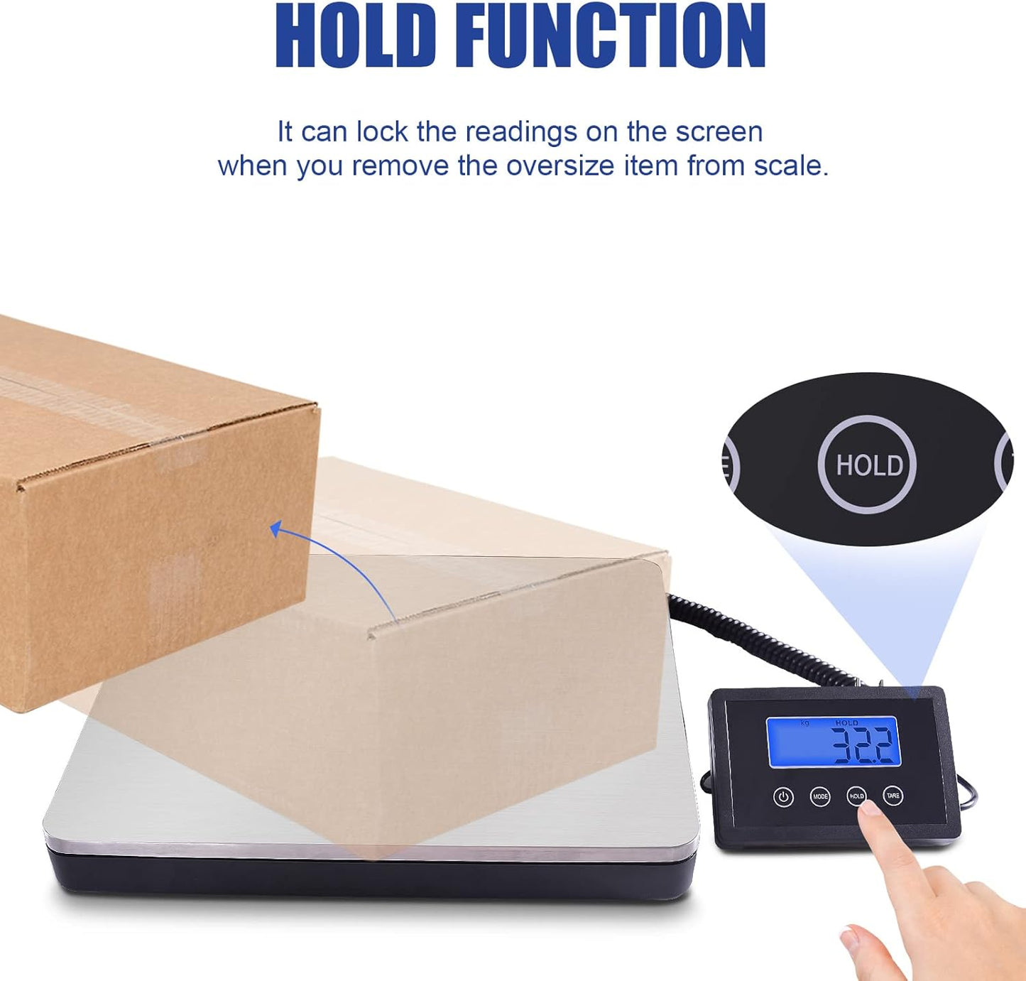 Fuzion Shipping Scale for Packages Small Business - 440lb x 0.1lb Digital Postal Scale for Packages, Shipping Package Scale, Postage Scale, Postal Scale, Luggage Scale