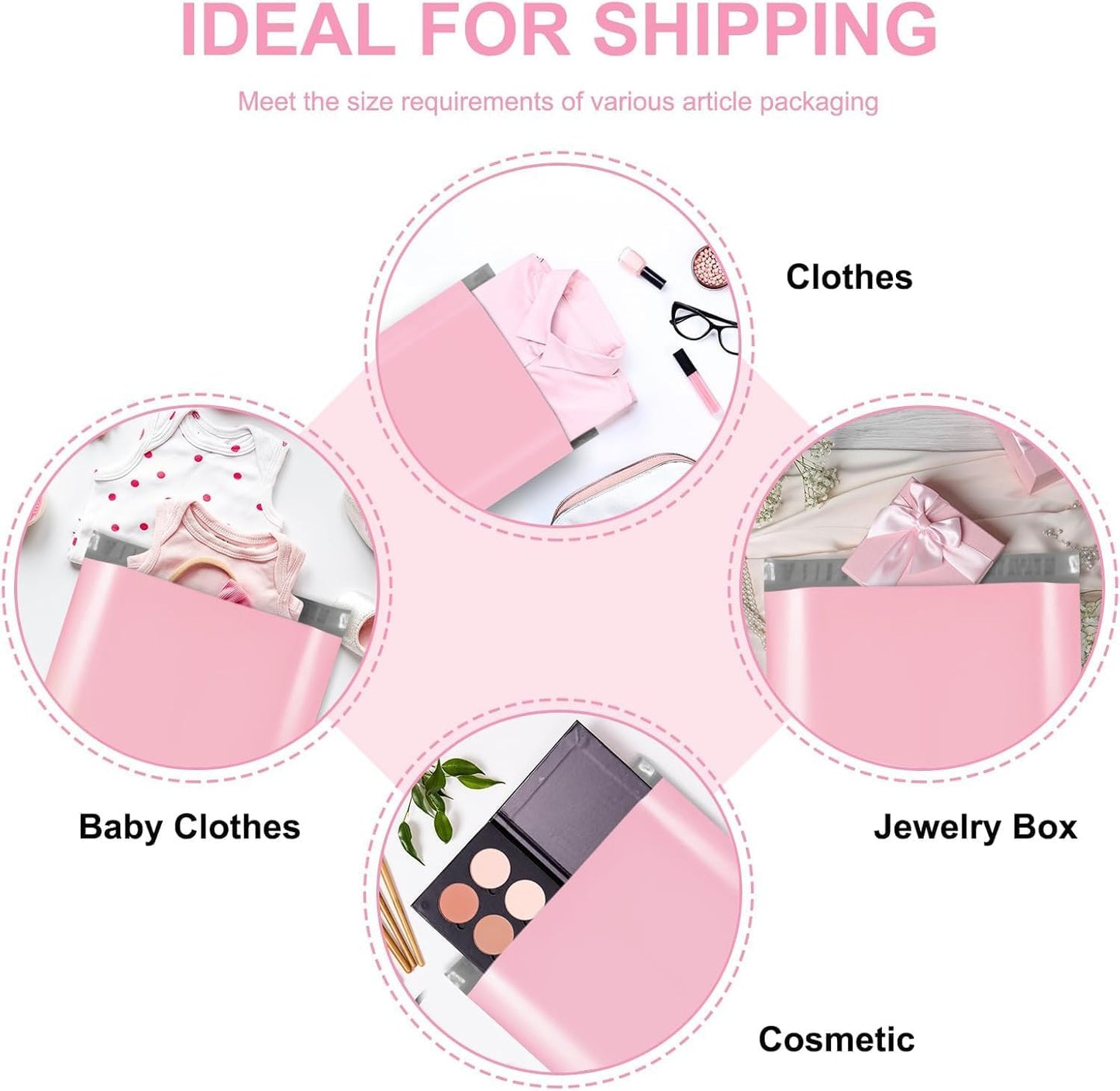 Fuxury Poly Mailers 10x13 Inch 500pc,Sturdy Shipping Bags for Clothes,Self Adhesive Mailing Shipping Envelopes,Waterproof Mailers Poly Bags,Colorful Packaging Bags for Small Business Pink