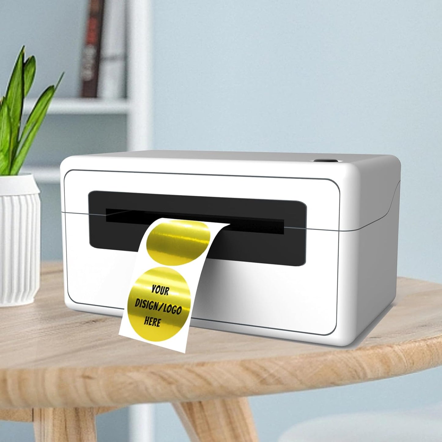 1.5 Inch Gold Round Thermal Stickers, Self-Adhesive Circle Direct Thermal Labels, Multi-Purpose Roll Sticker Labels(500 Labels，1 Roll)