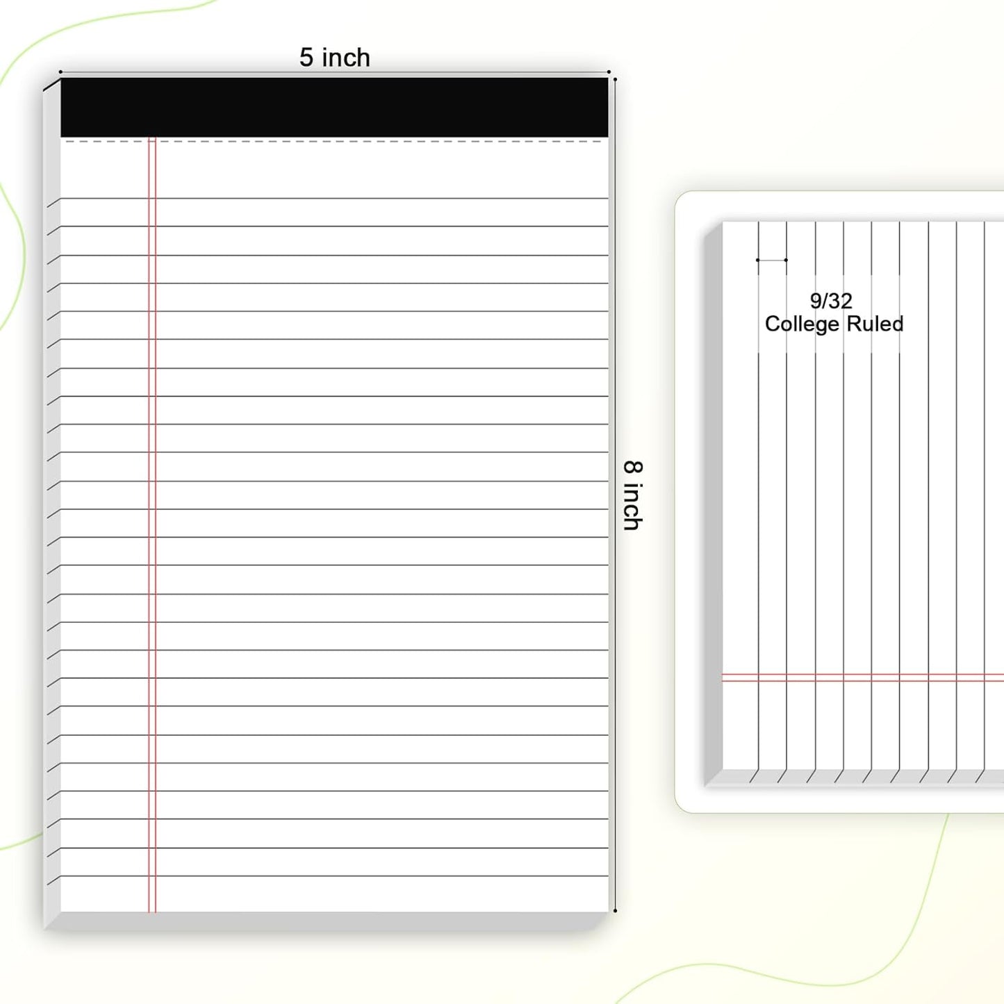 12pcs Small Note Pad 5x8 College Ruled White Legal Pads Paper Notepads 12 Pack Study Back Writing Pads 5 x 8 Legal Pads Perforated Narrow Ruled Pads of Paper White