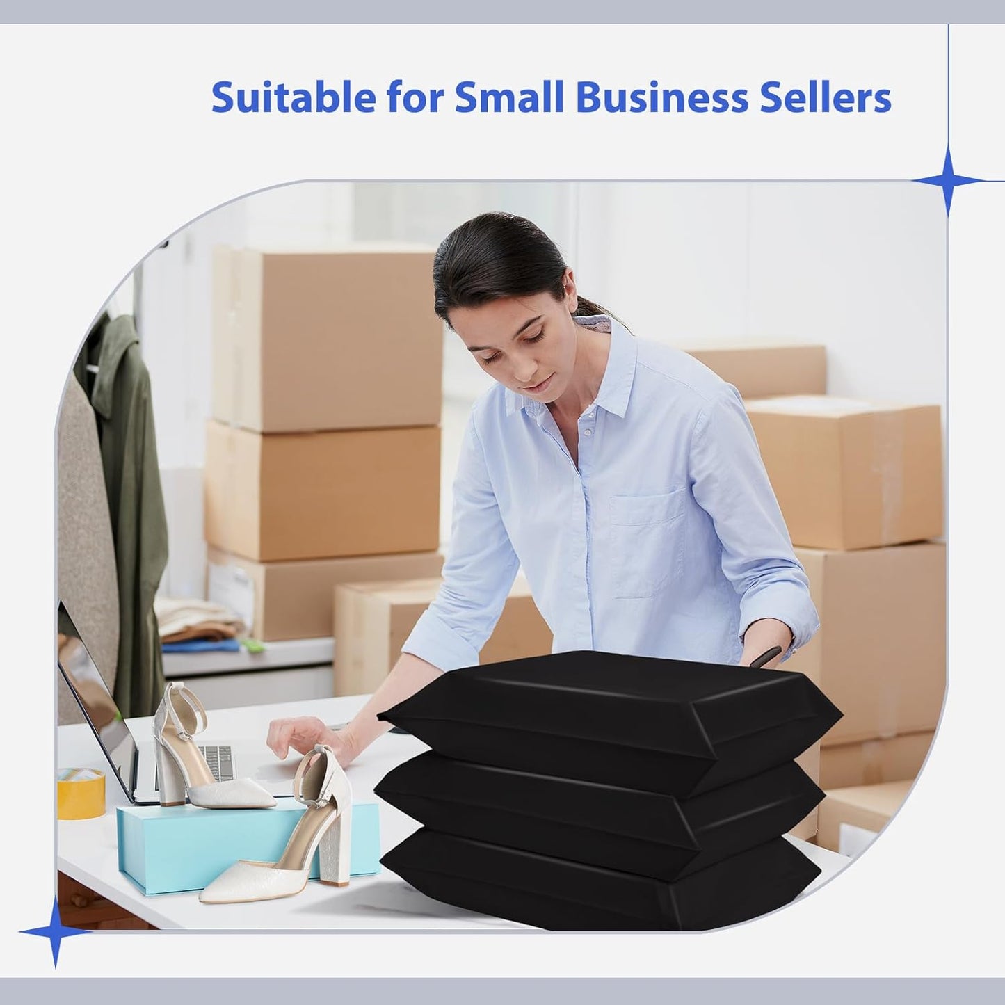 Fuxury Poly Mailers 17.7 X 22 Inches 50 Pcs, Bulk Shipping Bags for Clothing, Strong Adhesive Shipping Envelopes for Small Business Suppliers,Waterproof Mailers Poly Bags Mailing Envelopes Black