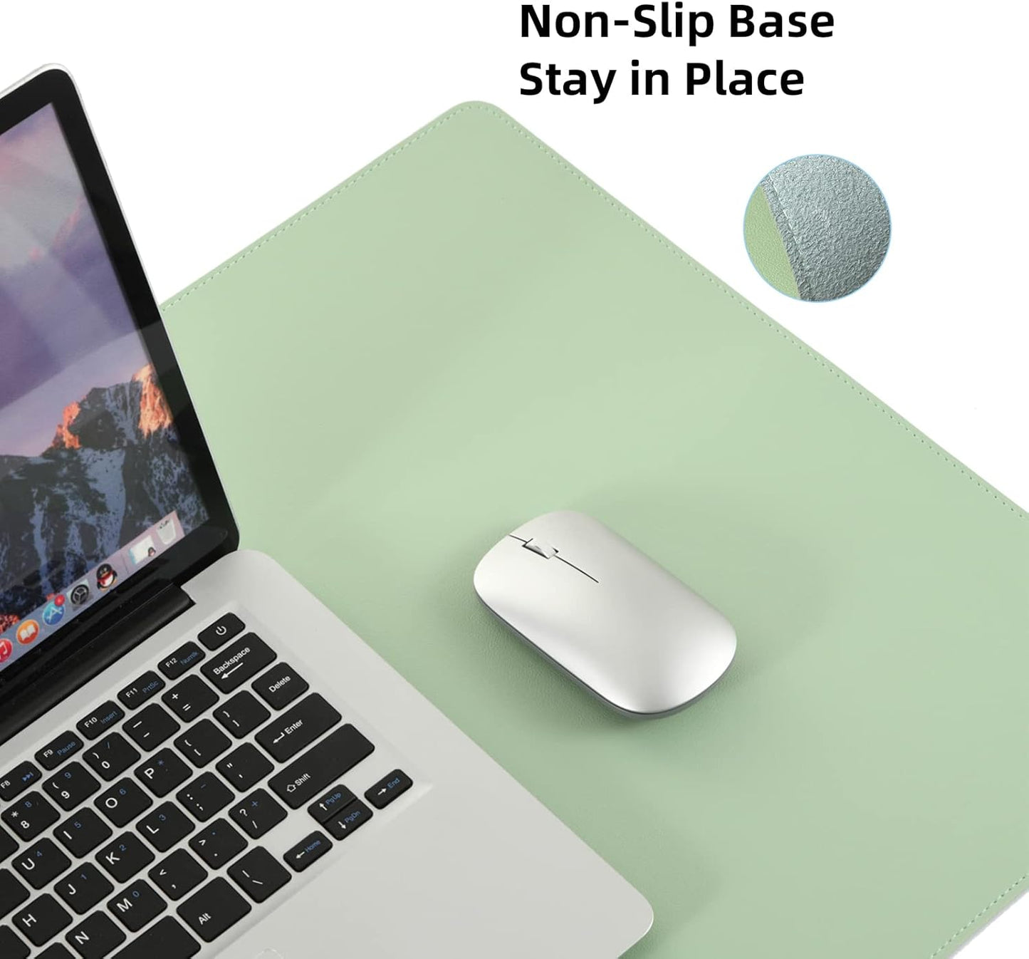 PU Leather Desk Pad,36x17 in Large Computer Desk Mat,Waterproof Non-Slip Desk Blotter Protector,Light Green Big Keyboard Mouse Pad