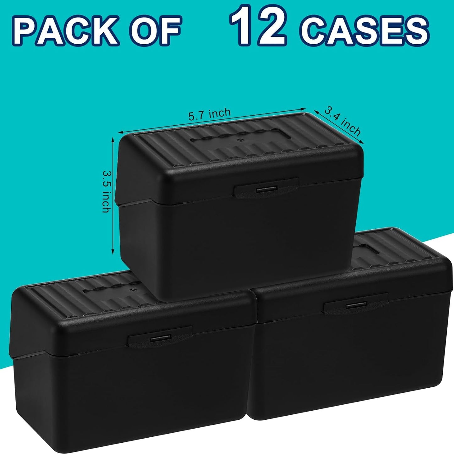 Fuutreo 12 Pack 3x5 Organizer Index Card Box Flash Note Index Card Holder Case for Recipes Addresses(Black)