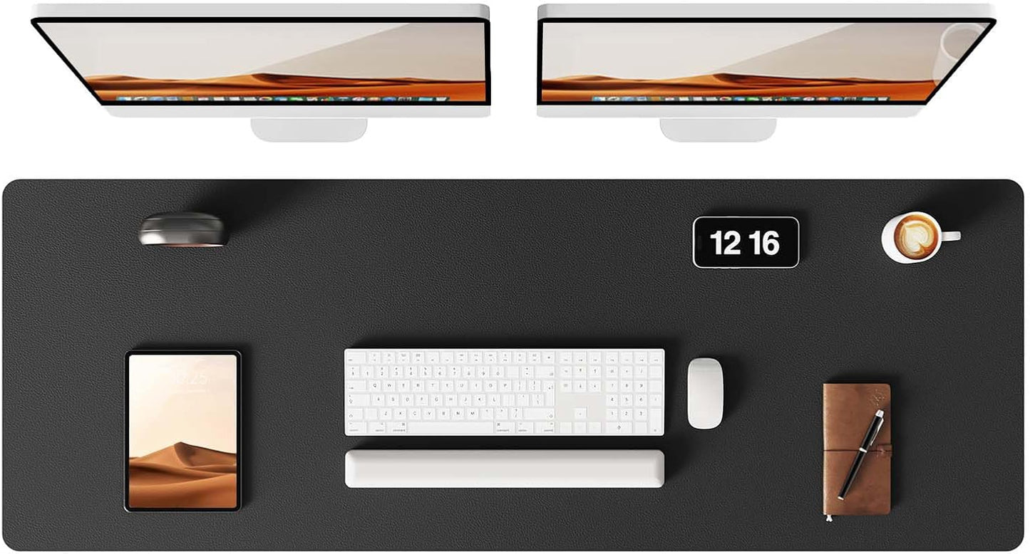 YSAGi Leather Desk Protector, Office Mat, Large Mouse Mat, Non-Slip PU Leather Blotter, Laptop Pad, Waterproof Writing Pad for Office and Home (Black, 47" x 17")