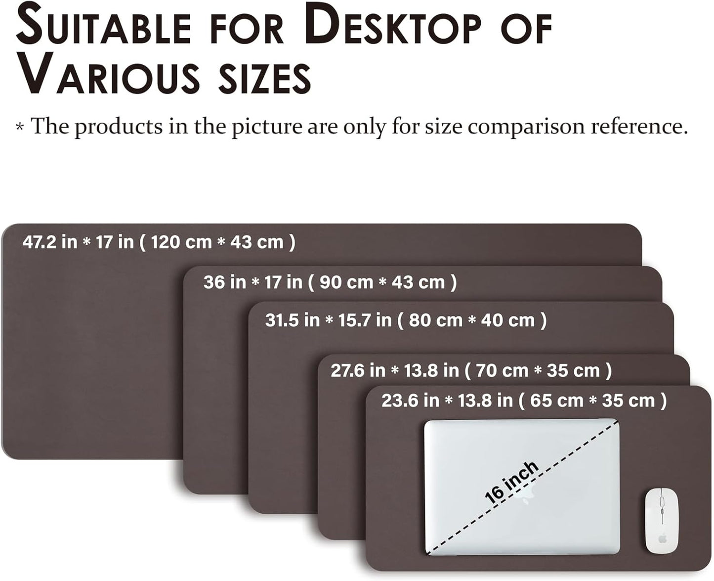 Leather Desk Mat - Non-Slip PU Desk Pad for Office and Home - Desk Organization and Accessories - Ideal for Large Mouse Pad and Desk Mats on Top of Desks (Coffee,36"x 17")