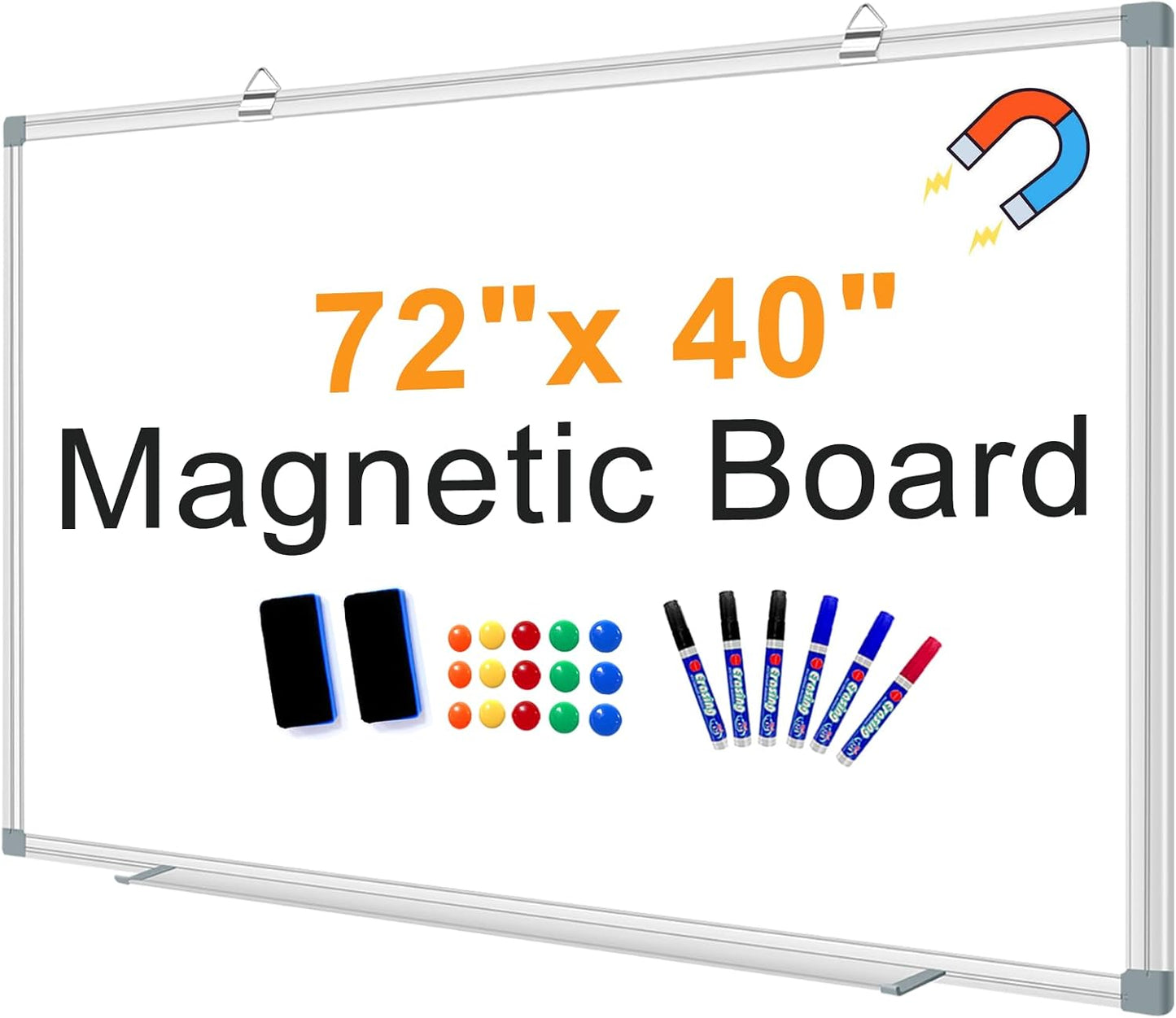 H-Qprobd Large White Board Dry Erase Board for Wall 72"X40" Magnetic Whiteboard with Long Pen Tray, Presentation Dry Erase Boards for Office, Classroom, School, Home