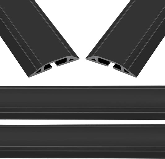 Eapele 10 ft Floor Cord Cover Heavy Duty Cable Protector, Easy to Unroll, Prevent Trip Hazard for Home Office or Outdoor Settings (Black - 2pcs)