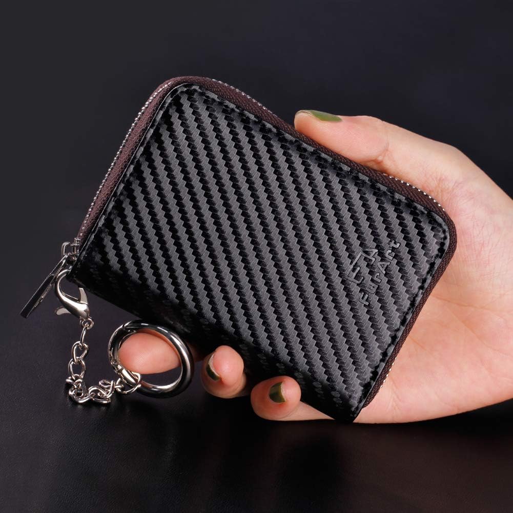 FurArt Zipper Wallet Women, RFID Blocking Credit Card Wallet, Business Card Holder, Compact Size KeyChain Wallet