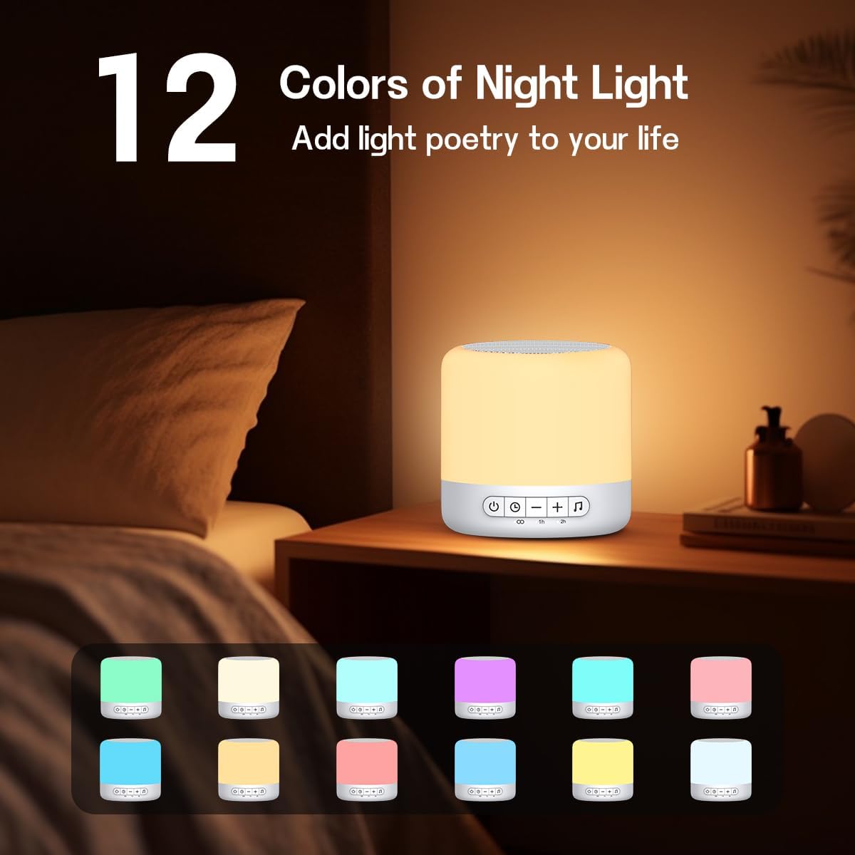 Easysleep White Noise Sound Machine with 30 Soothing Sounds 12 Night Light 32 Volume 3 Timers Portable Sleep Sound Machine for Office Travel Noise Canceling Lullaby & Rain Sound for Baby, Adults