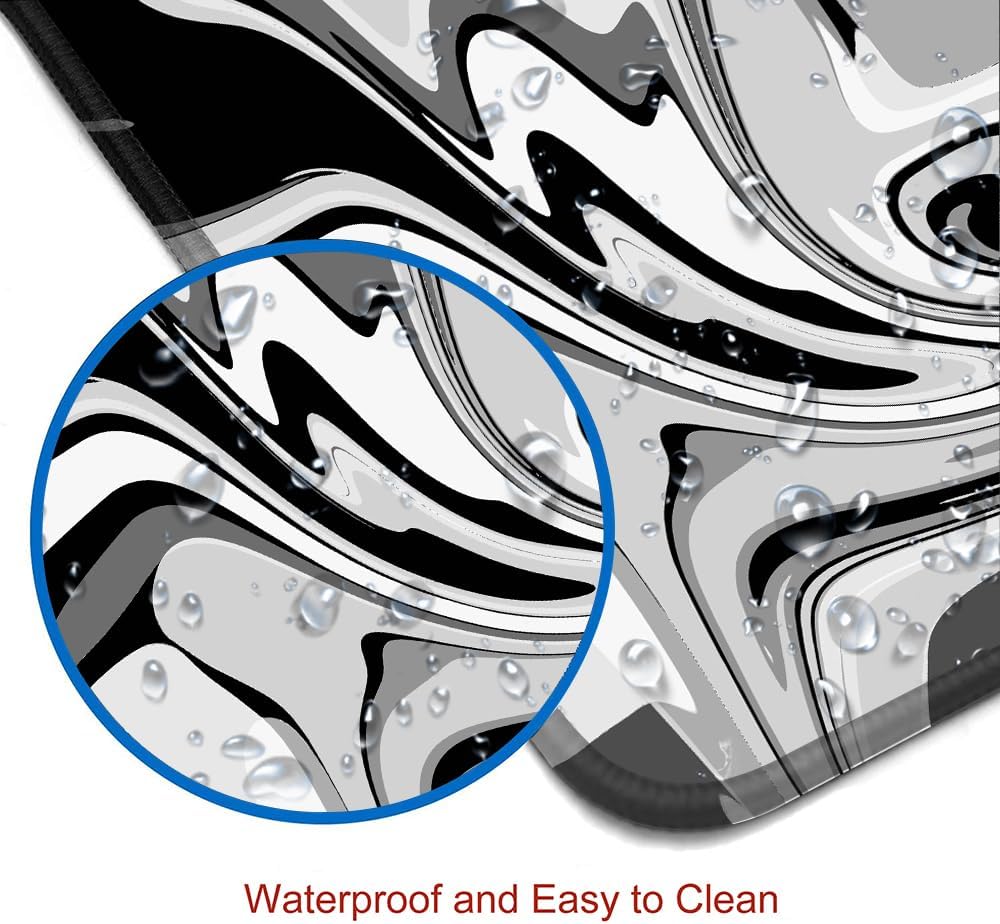 Large Gaming Mouse Pad, Extended XL Mousepad, Non-Slip Rubber Base Keyboard Mouse Mat Desk Pad for Work, Game, Office, Home, 31.5 x 11.8 in, Black Marble Fluid Design