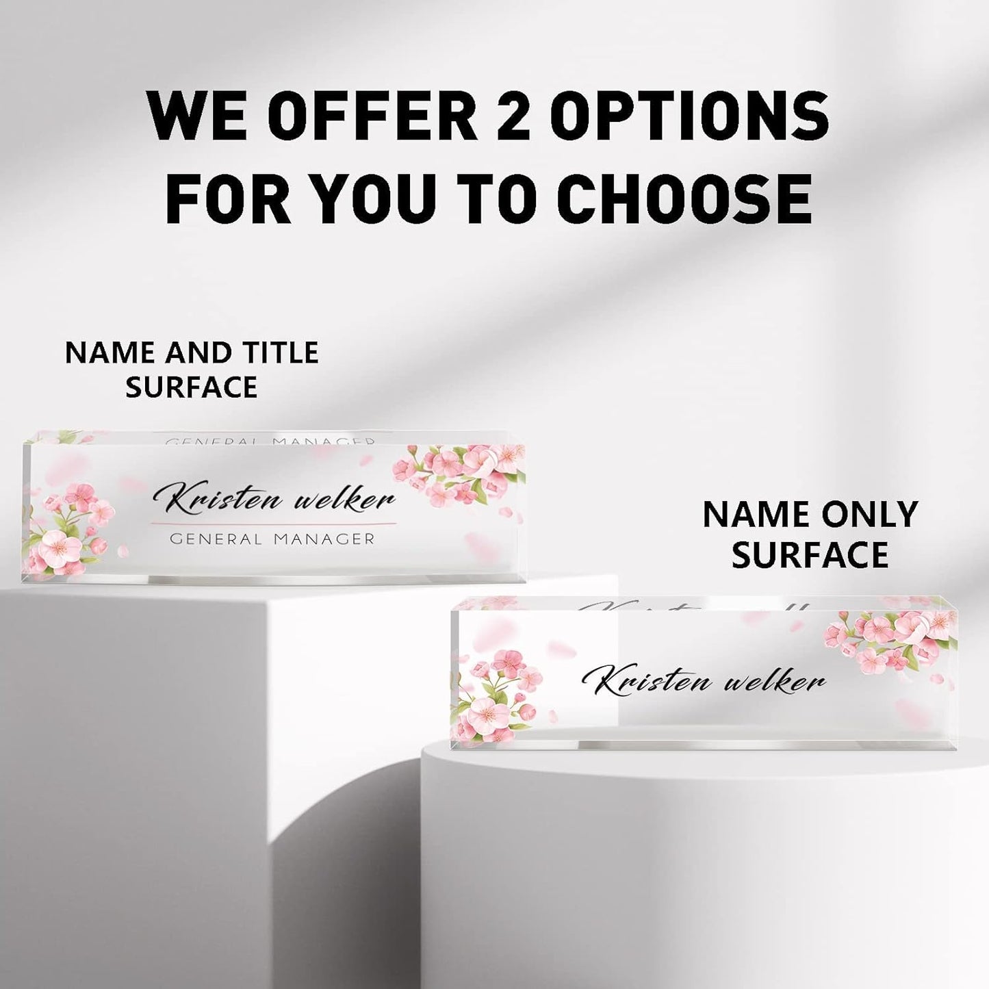 Desk Name Plate Personalized, Premium Pink Orchids Acrylic Desk Name Plate, Personalized Name Plate for Desk, Office Decor for Women or Men Coworkers, Boss, Employee, Teacher