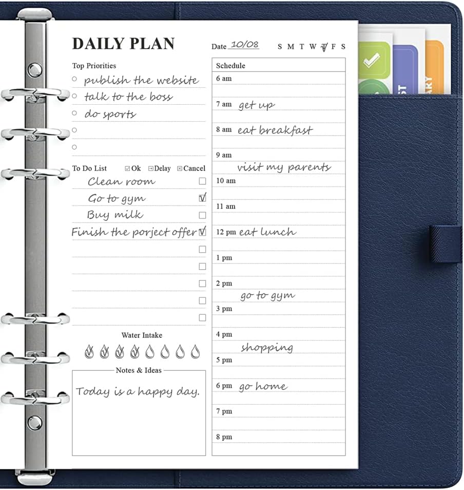 (3-Pack) Undated Daily Planner Refill - A5 To Do List Insert, 300 Sheets/600 Pages Planner and Lined Refill, 6-Hole Punched, 100 gsm White Paper, 5.8'' x 8.3''