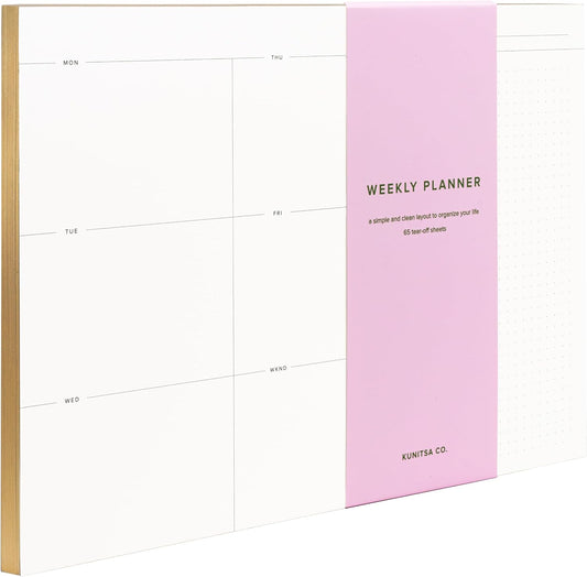 Daily and Weekly To-Do List Notepad – Desk Pad for Work and Study, Gold, 11.7x8.3 Inches