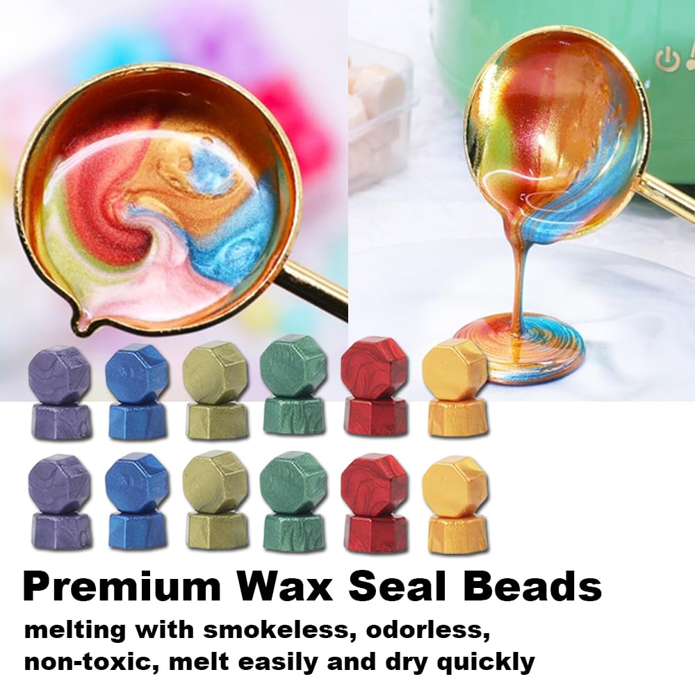 1200pcs Wax Seal Beads,48 Assorted Color Sealing Wax Beads Ideal for Seal Stamp Wedding Letter Envelope Decor Wine Bottle Sealing (Mix Color)