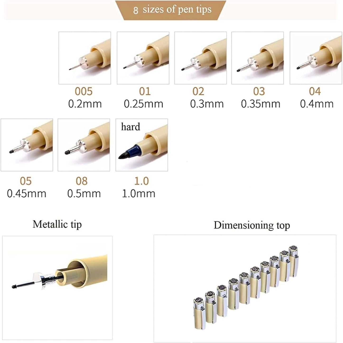 Micro Fineliner Set – Archival Black Ink pen for Writing & Drawing, Assorted Point Sizes, Holiday Gifts for Artists & Crafters – 8-Pack