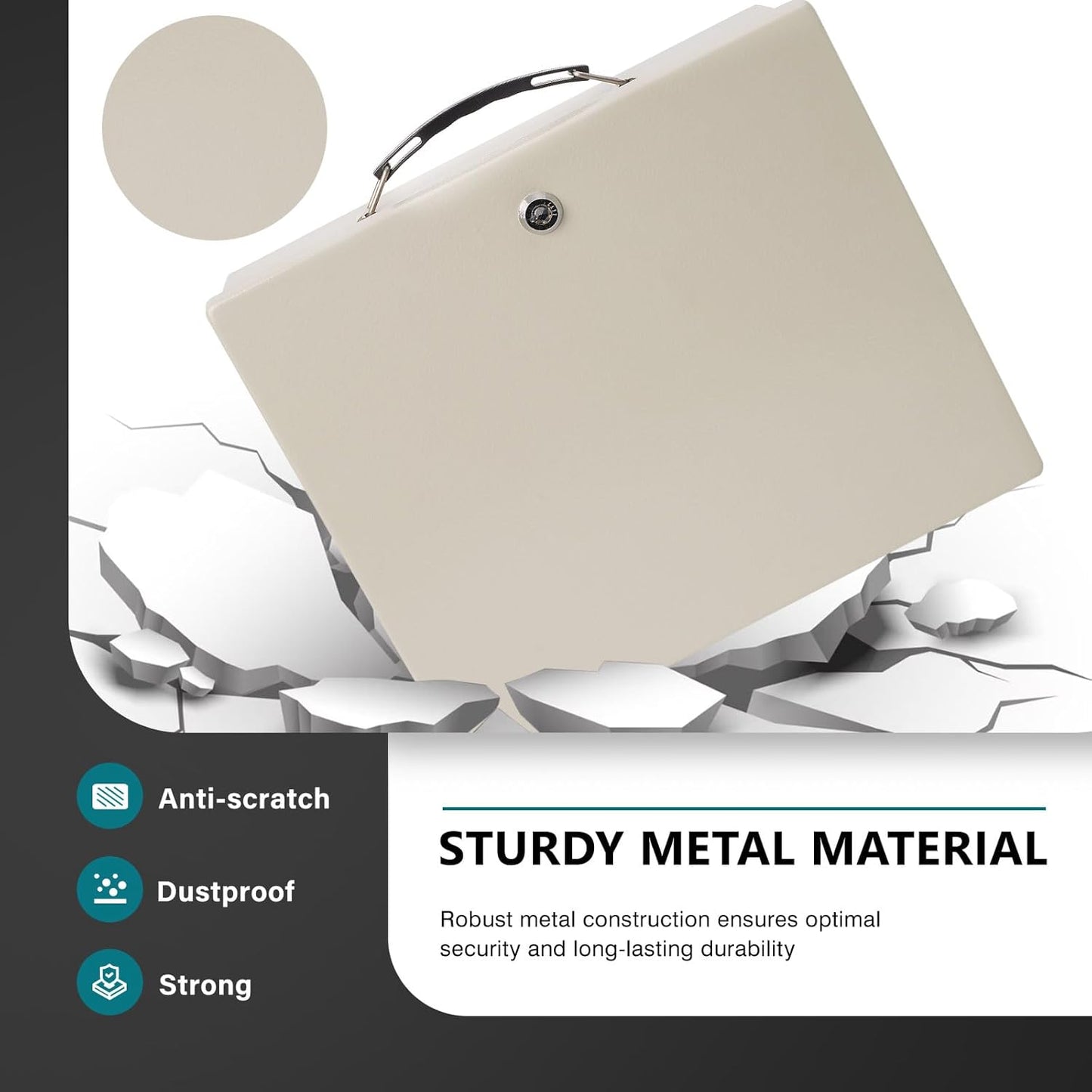 Fireproof Document Box with Key Lock & Fireproof Money Bag,Safe Storage Boxfor Valuables,Key Lock Security with Carrying Handle,Fireproof Box for Documents,Passport Extra Large (White, Large)