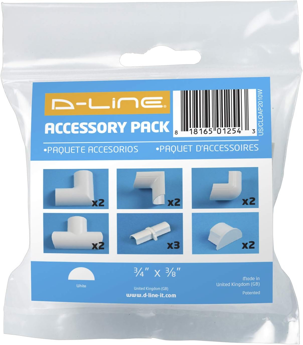 D-Line Cord Cover Accessory Pack - Only for use with 0.78in (W) x 0.39in (H) Lengths