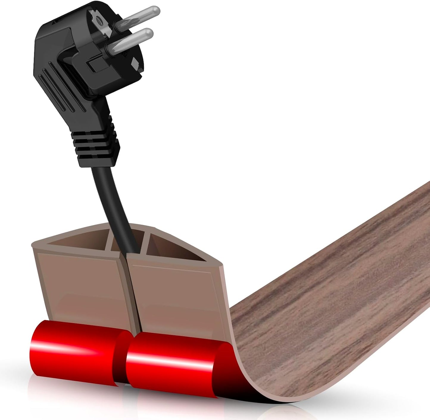 Floor Cord Cover Self Adhesive Cord Hider,3.3FT Cable Management, Extension Strip Protector for Wires, Prevent Cable Trips for Offices, Gyms, Exhibitions Cavity:0.39"(W) x 0.27"(H) Wood Walnut