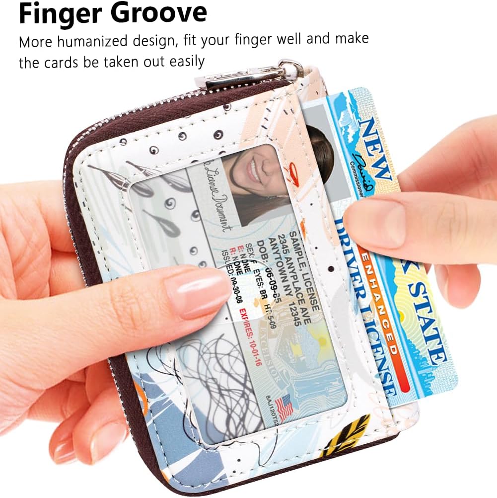 FurArt Zipper Wallet Women, RFID Blocking Credit Card Wallet, Business Card Holder, Compact Size KeyChain Wallet
