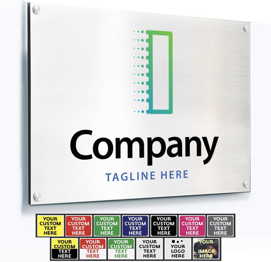 Custom Metal Signs, Personalized Aluminum, Customized Safety, Business Signs, Waterproof Outdoor, White Aluminum (Logo, 18x12 In)