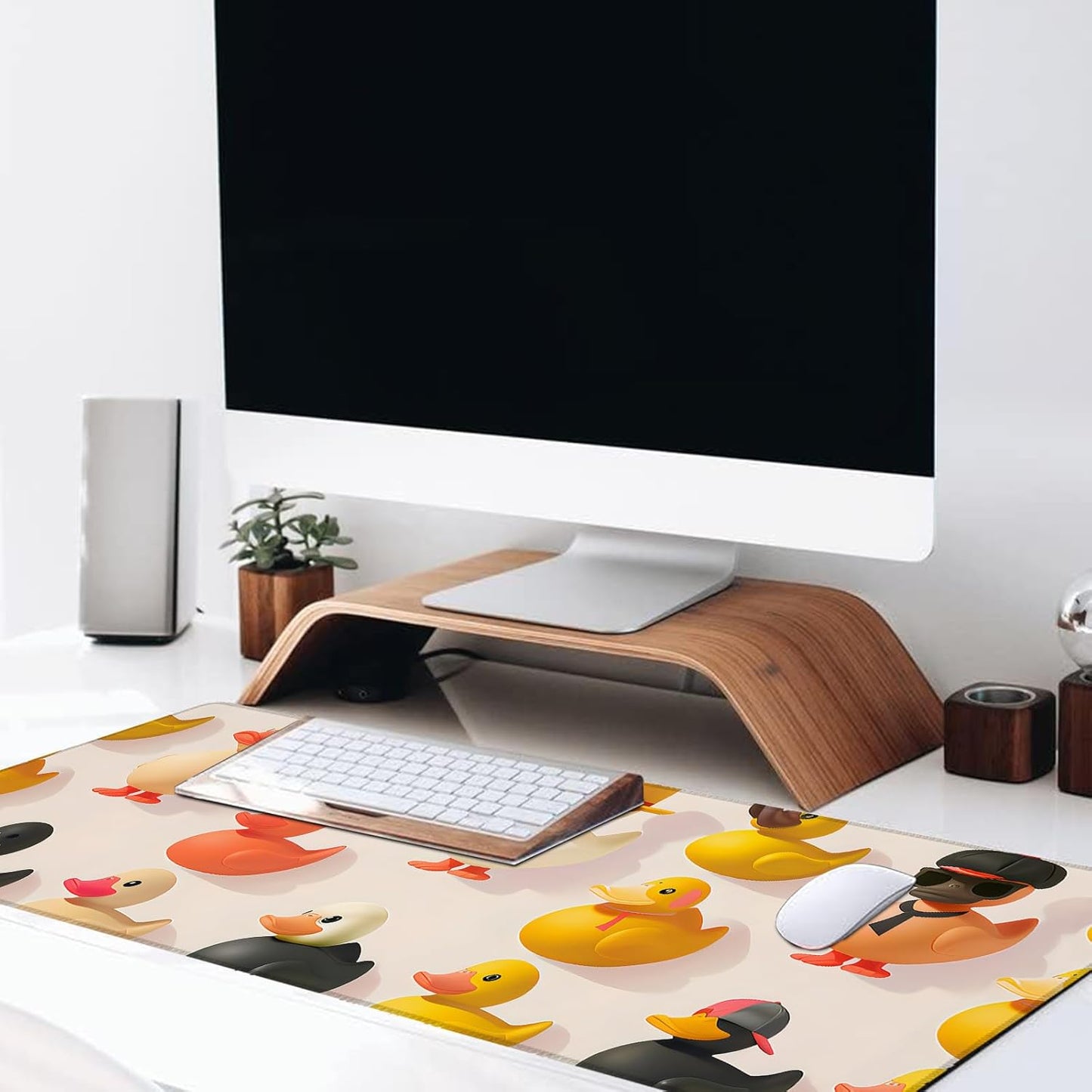 Colorful Rubber Duck Large Gaming Desk Mat,Rubber Non-Slip Cute Mouse Pad,31.5x11.8x0.12in Extended Fun and Playful Mousepad,Game Lover Mice Pads Gifts,Office Home Deskmat Decor