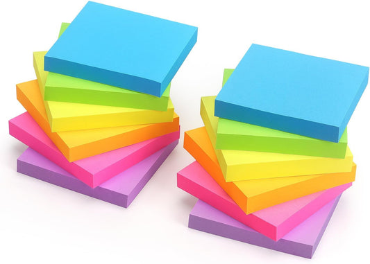 Early Buy Sticky Notes 6 Bright Color 12 Pads Self-Stick Notes 3 in x 3 in, 100 Sheets/Pad