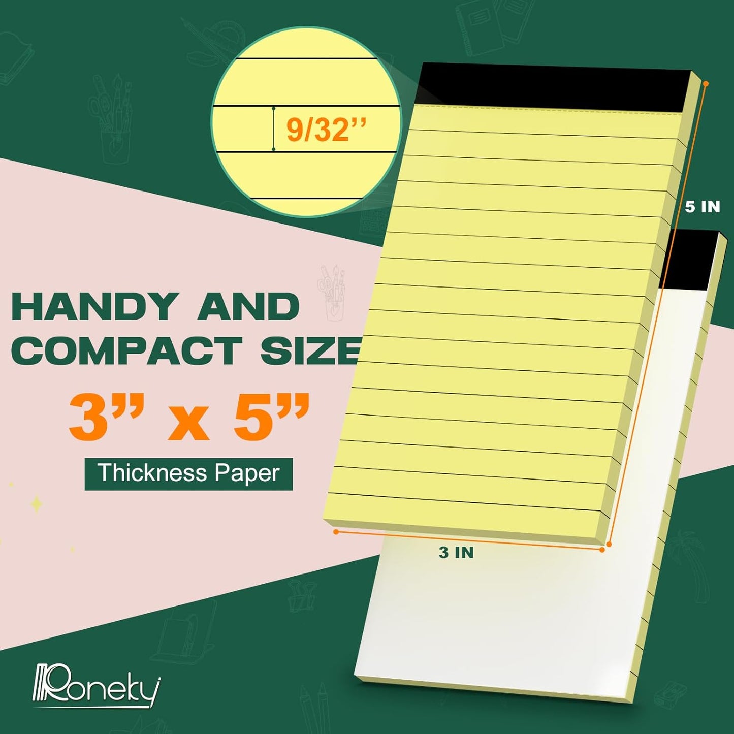 10 Pack Note Pads 3 x 5 Notepads, Small Notepad Pocket Size Notebook Scratch Paper Pads Narrow Ruled, 3x5'' Memo Pad Note Pads of Lined Paper Notepad To-Do Small Writing Pad for Lists Work Home Office