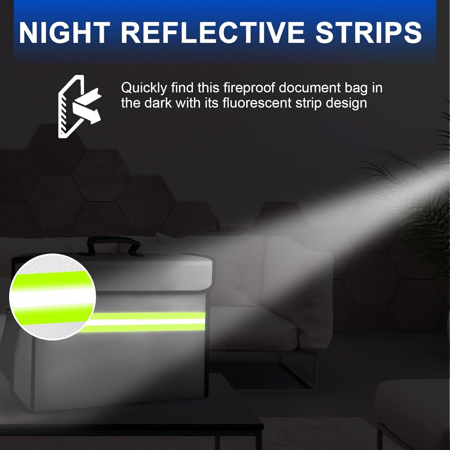 File Organizer Bag with Removable Folder Layers/Wallet,6500°F Fireproof Document Organizer with Lock&Reflective Strip,Portable Home Travel Safe Storage Box for Important Documents(14.1x9.5x4.2 inches)