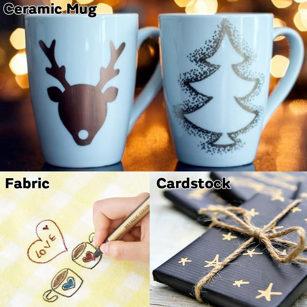 Dyvicl Metallic Marker Pens - Set of 9 Medium Point Metallic Markers for Rock Painting, Black Paper, Card Making, Scrapbooking Crafts, DIY Photo Album