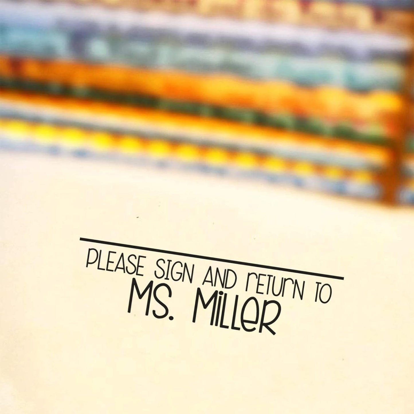 Custom Self-Inking Teacher Stamps | 49 Designs | Fun Phrases | Grading Made Easy | Classroom and Library Book Stamps (Please Sign and Return, Xtra Wide)