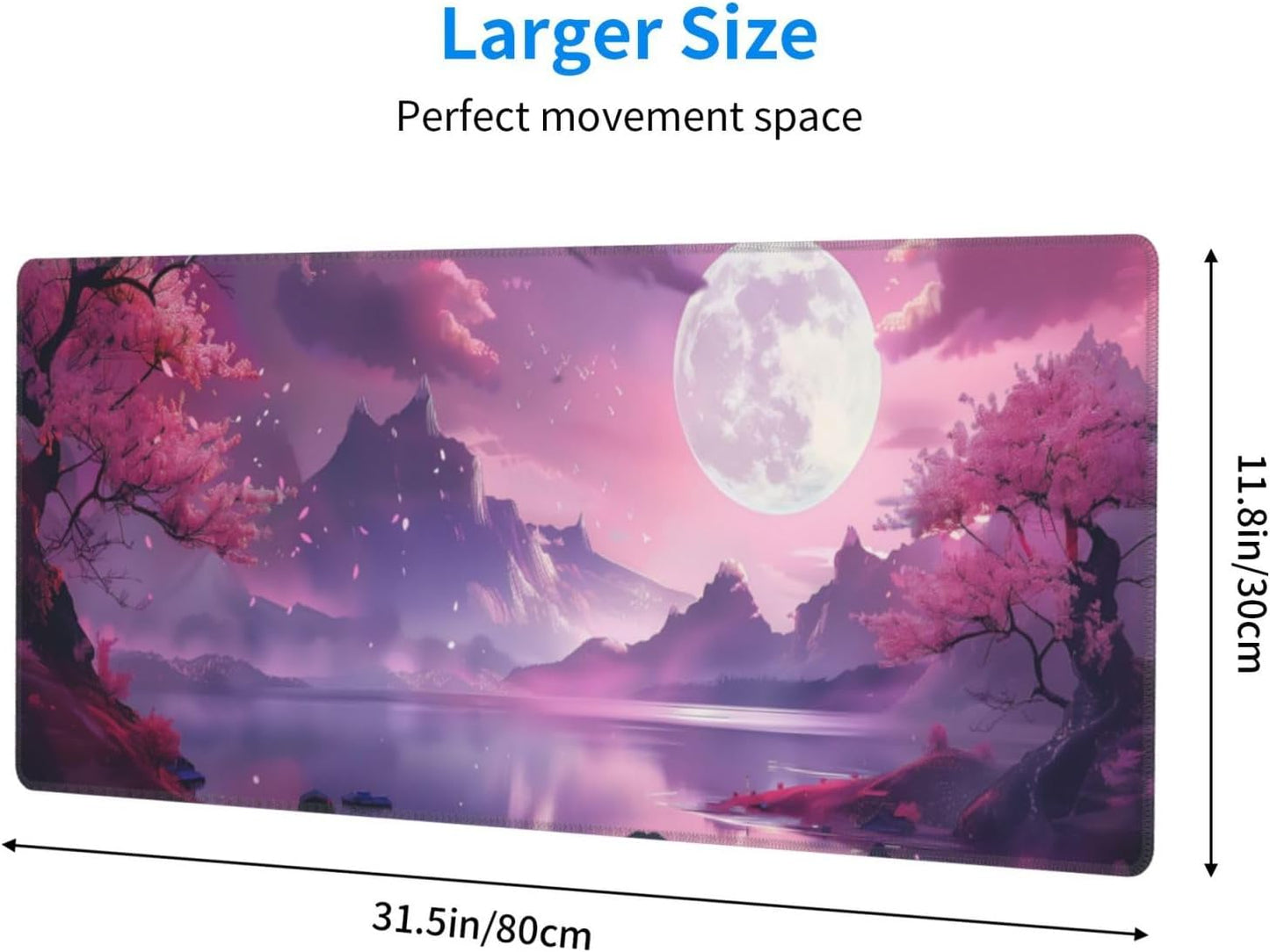 Gaming Mouse Pad Desk Pad,Extended Big Mouse Pad,31.5x11.8 Inch Long Computer Keyboard Mouse Mat Mousepad with 3mm Non-Slip Base and Stitched Edge for Gaming and Office… (Pink Canyon)