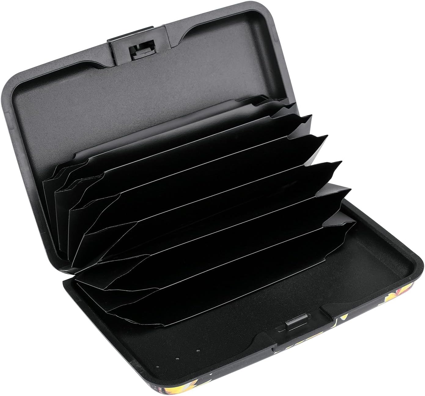 ELFISH Mini RFID Aluminum Wallet Credit Cards Holder Business Card Case Metal ID Case for Men Women (Yellow sunflower)