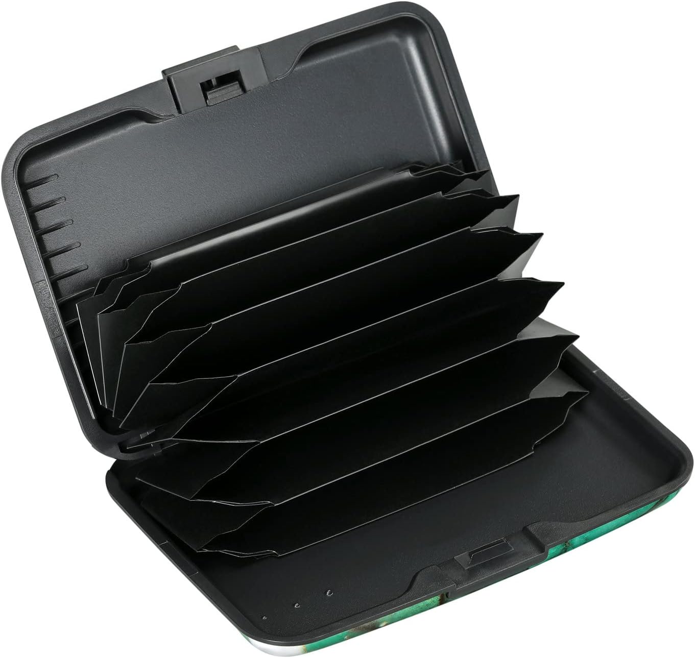 ELFISH Mini RFID Aluminum Wallet Credit Cards Holder Business Card Case Metal ID Case for Men Women (Greenblack Marble)