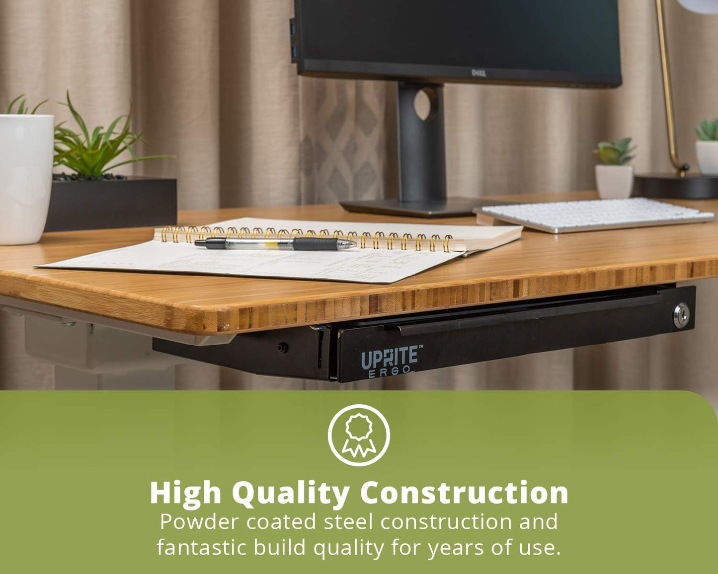 Perfect Posture Max Under Desk Storage Drawer – Large Desk Drawer with Lock for Regular & Sit-Stand Standing Desks, Black (19.5” x 9.5”)