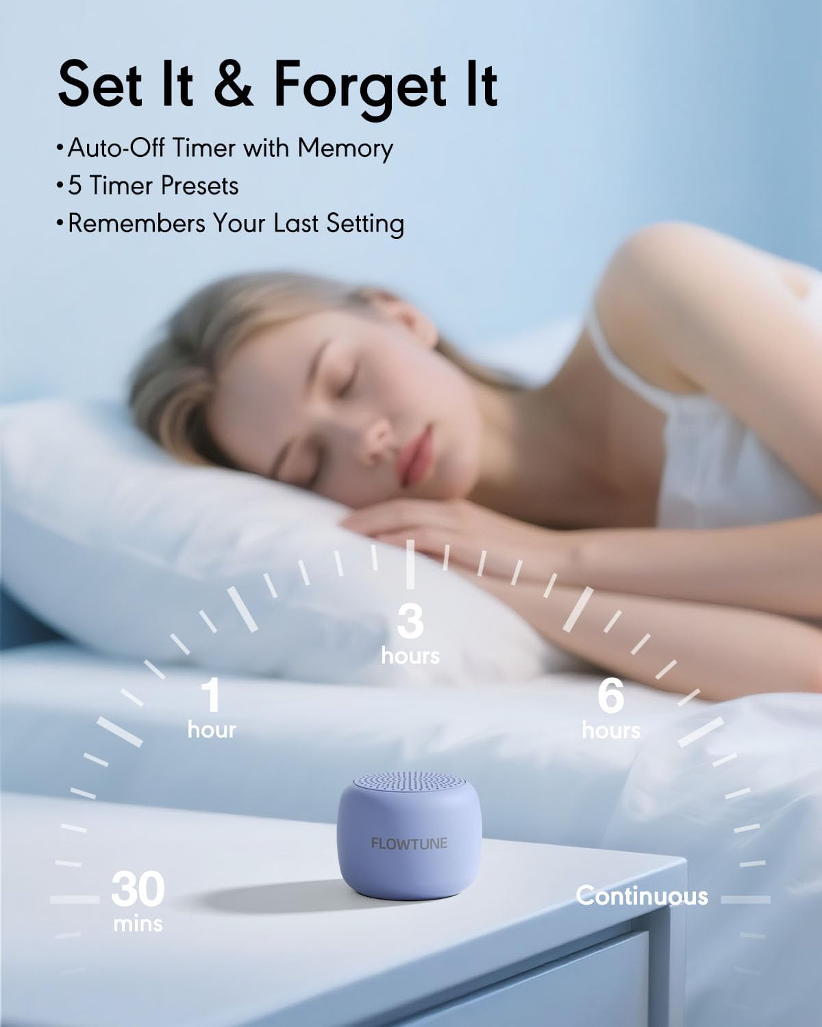 FLOWTUNE Sound Machine Flowtune White Noise Machine for Baby Adults, Mini Portable Sound Machine for Travel, 6H Timer, 18 Soothing Sleep Sounds Gift (Purple)