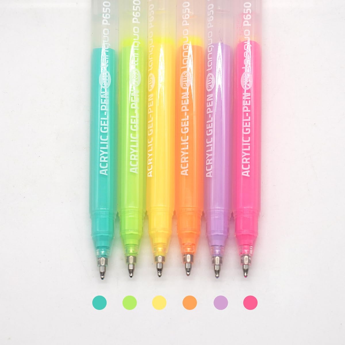 Acrylic Gel Pens for Coloring Books, Quick Dry 6 Pcs 1.0mm Fine Point Gel Marker Pen for Drawing, Journaling Art, School Supplies, Dopamine