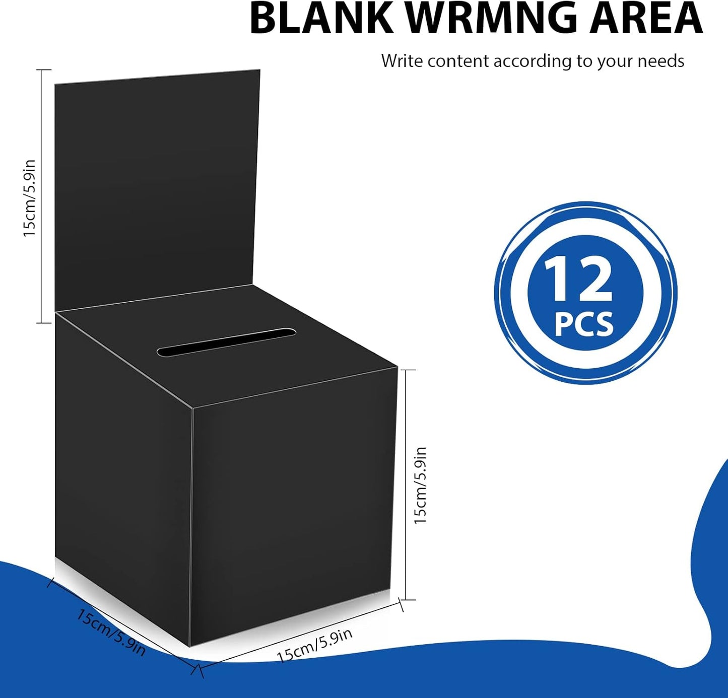 12 Pack Raffle Box Donation Box for Fundraising, Ballot Cardboard Boxes with Slot for Ticket and Removable Header Charity for Collecting Business Card Voting Contes, 6 x 6 x 6 Inch