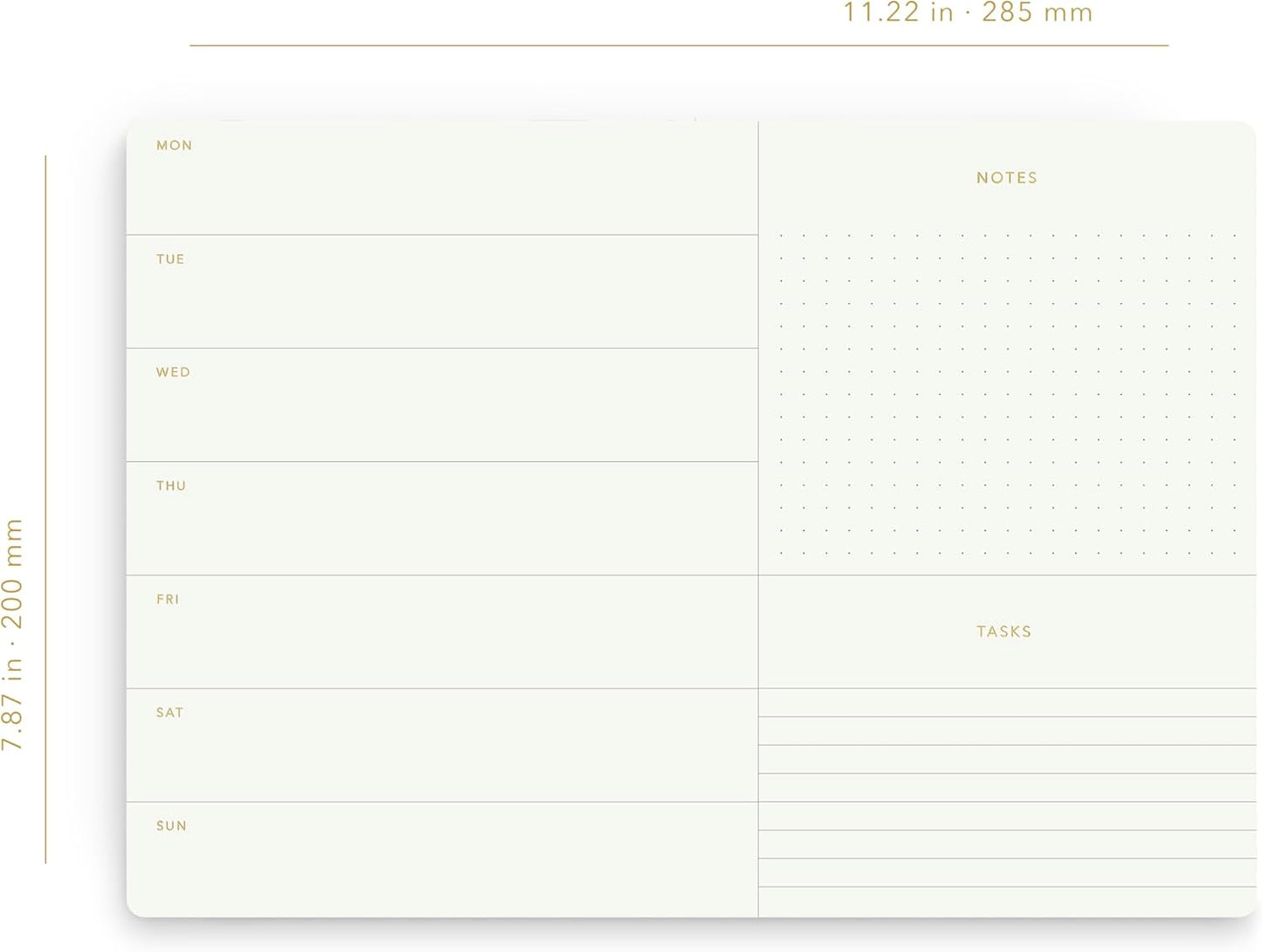 Elegant Weekly Planner Notepad, Undated, 11.22" x 7.87", 52 Sheets (Whole Year), Gold Foil, Tear Off Sheets, Minimalist Work Planner Pad, Weekly To Do List Notepad, Eco-friendly, FSC™ Certified Weekly Desk Planner