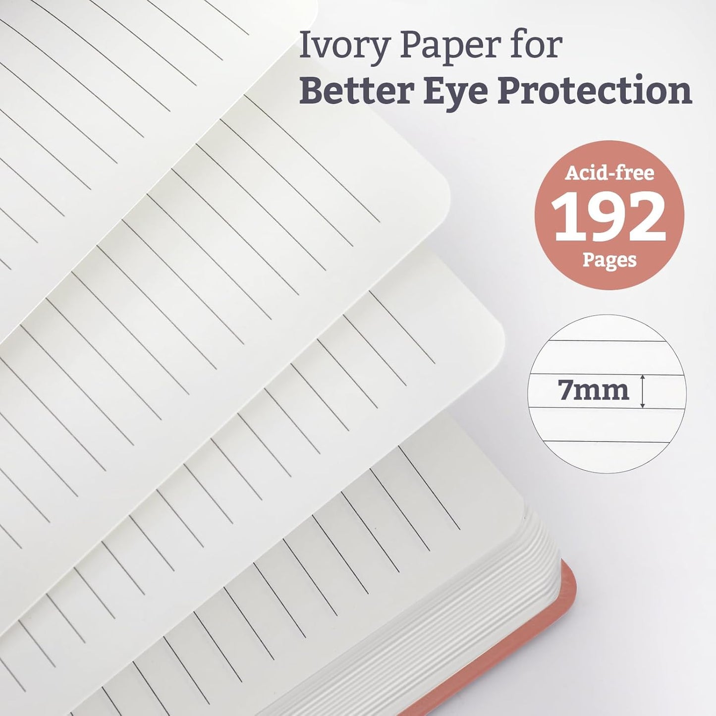 Hardcover Lined Bullet Dotted Journal Notebook, A5 140 192 Pages 100 120Gsm Paper College ruled for School,Work,Travel,and Daily Planning，5.7''*8.3'' (1, Blush, A5 Lined)