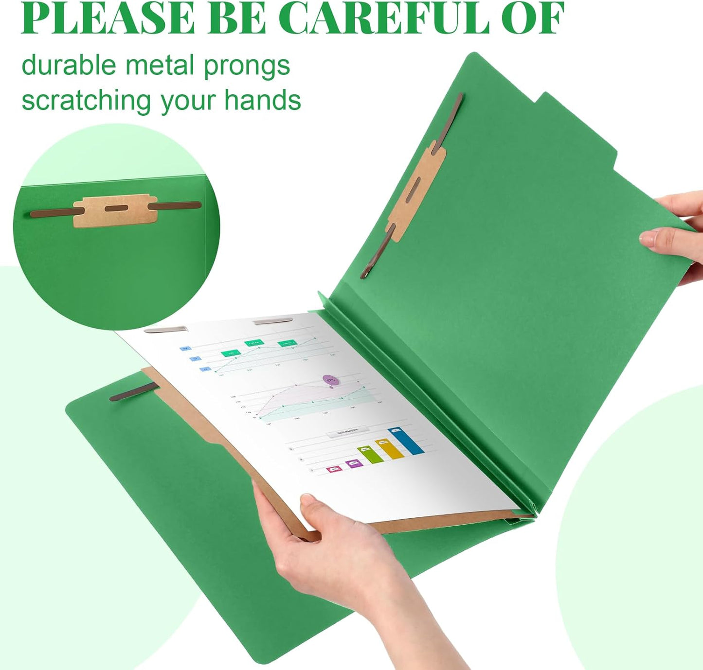 12 Pcs Classification Folders Letter Size, 1 Divider Pressboard File Folder with Fasteners, Expanding File Organizer Bulk for Teachers, Clergy, Office, Church, Christmas Donations (Green)