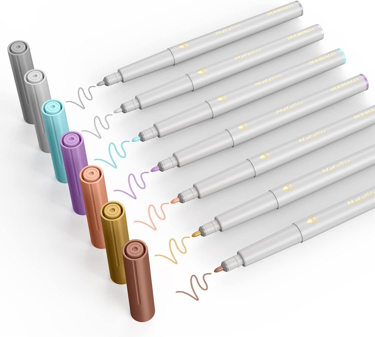 DOOHALO Gold Metallic Pen Compatible with Cricut Maker 3/Maker/Explore 3/Air 2/Air 1.0 Medium Point Metallic Tips 7 Colors Markers for drawing Writing