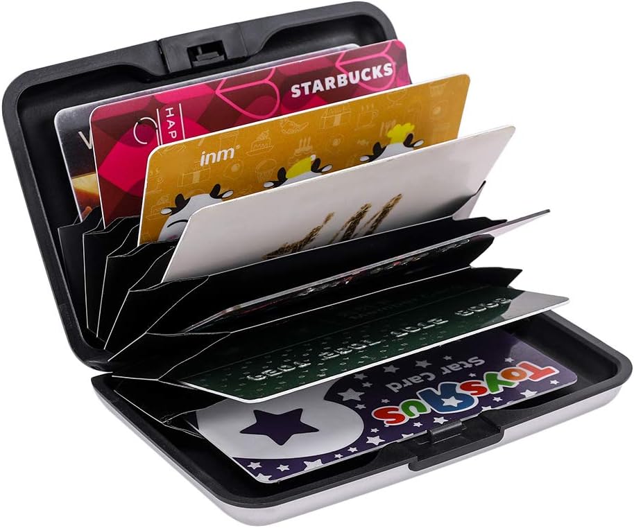 ELFISH Mini RFID Aluminum Wallet Credit Cards Holder Business Card Case Metal ID Case for Men Women (Silver)