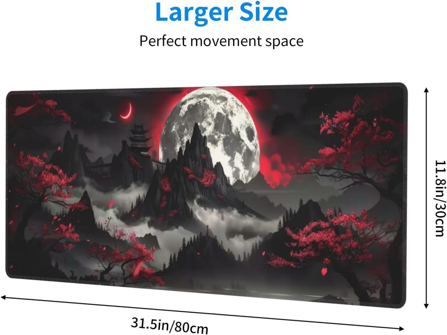 Extended Gaming Mouse Pad, Large Gaming Mouse Waterproof with Stitched Edges, Non-Slip Desktop Pad for Home and Office, Level Up Your 31.5x11.8 Inch… (Dark Night)